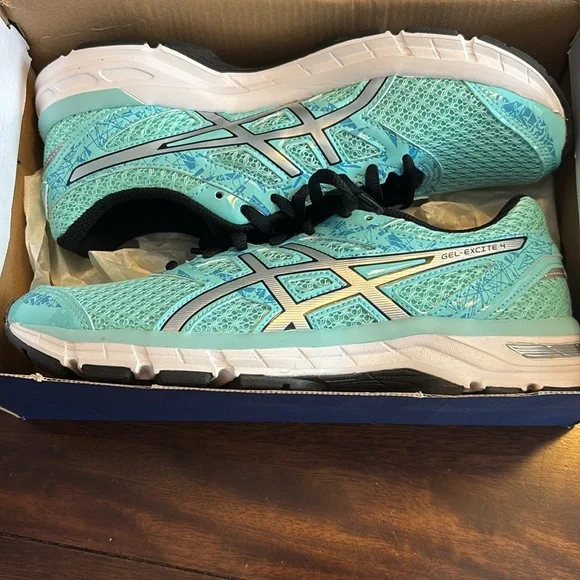 ASICS Aruba blue/silver/aqua sneakers gym shoes size 8 women new - Picture 3 of 4
